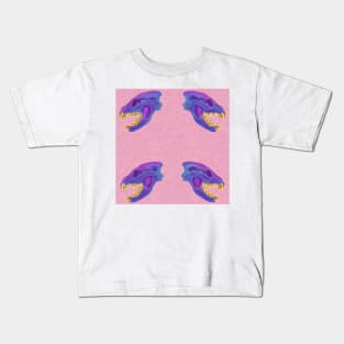 Diaphonized Hyena Skull Gold Teeth Pink Kids T-Shirt